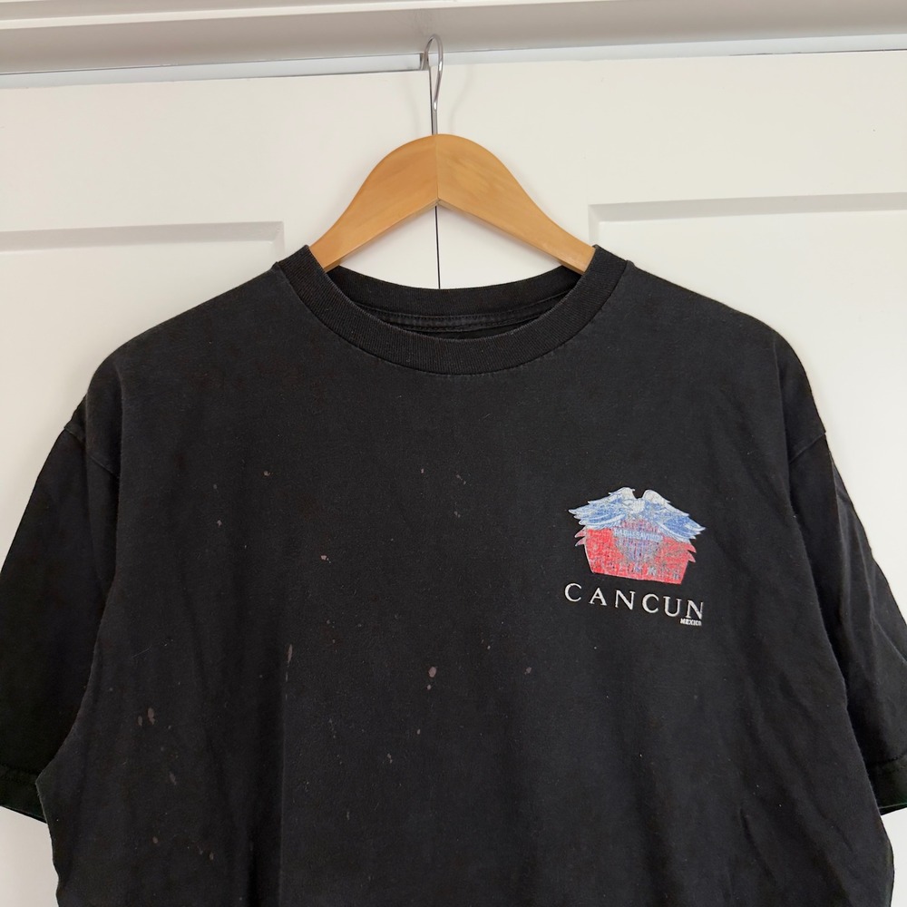 Mens Single Stitch Harley Davidson T-Shirt XL Black Cancun Mexico Eagle Graphic